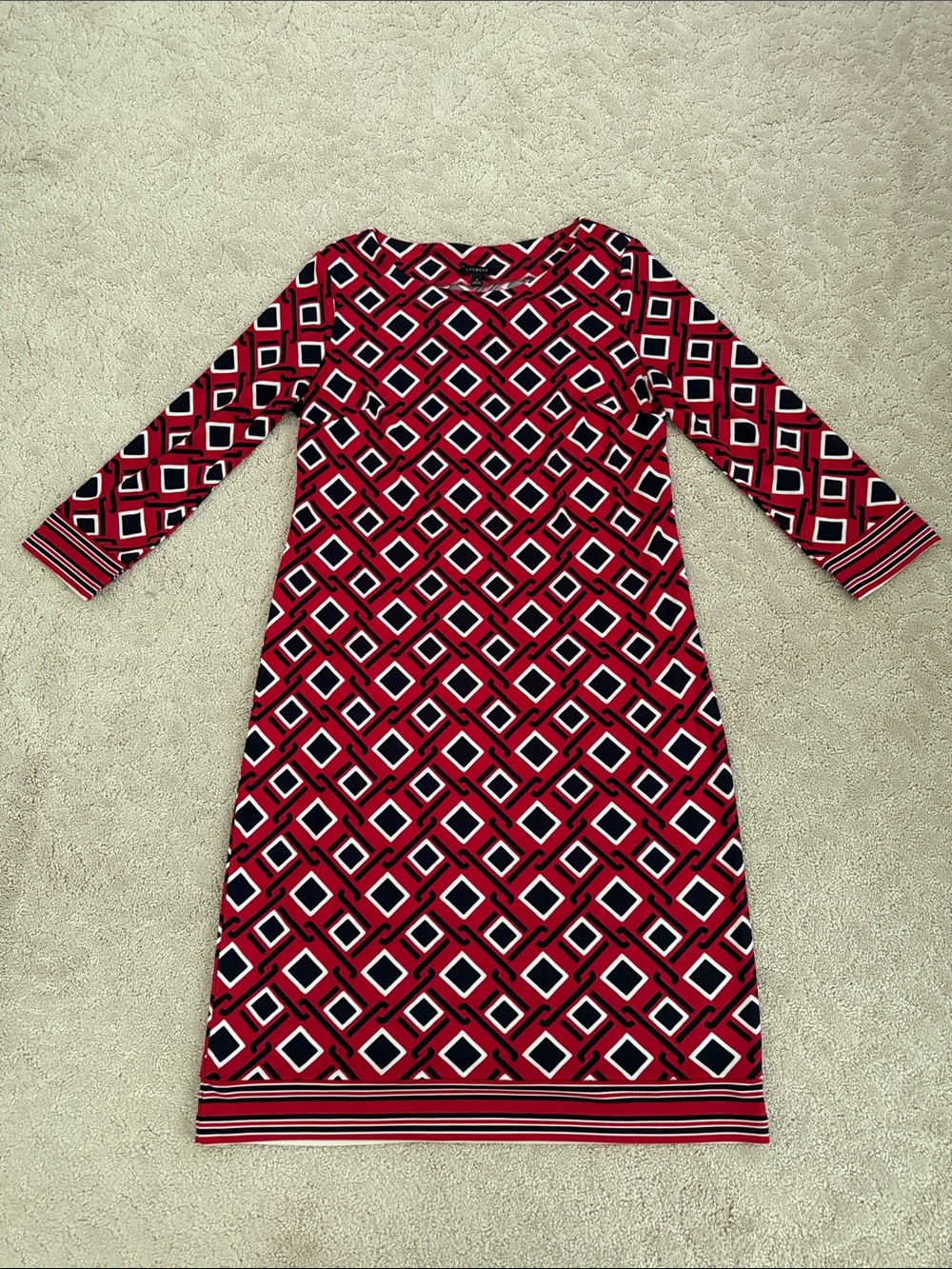 Talbots Red White and Blue Geometric Dress